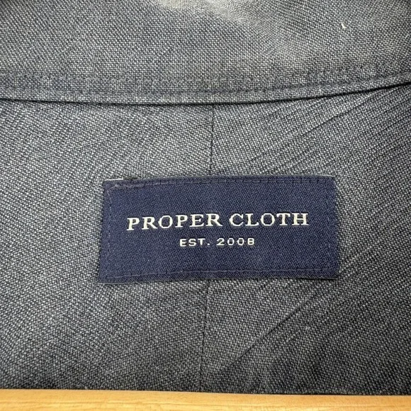 Proper Cloth Shirt Mens 3XL Blue Solid Long Sleeve Tencel Twill Button Up Casual - Picture 5 of 14